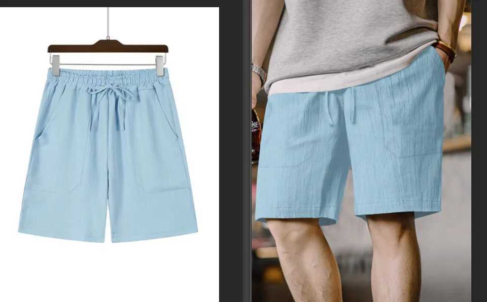 2024 European and American Cross border Independent Station New Cotton and Hemp Shorts Multi Bag Rope Mens Stripe W241226