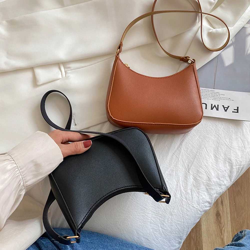 Womens Bag 2022 Trend Handbags Female Handbags Solid Color PU Leather Shoulder Underarm Bag Ladies Shopper Hobos Bag XJ250605