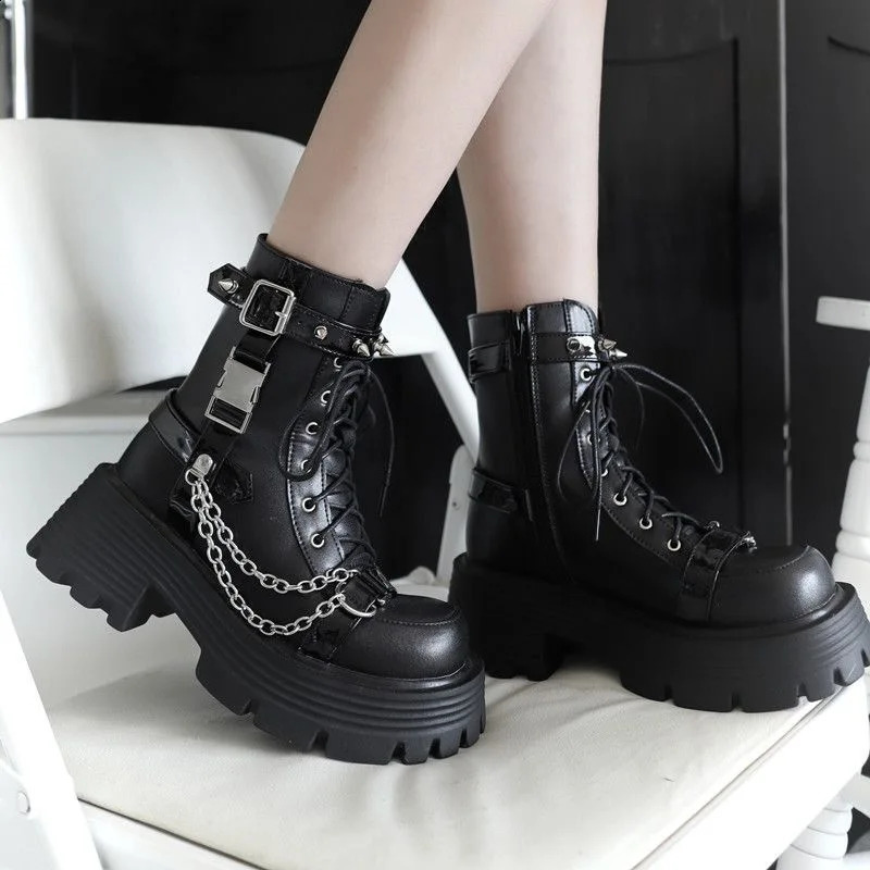 Autumn Personalized Thick Bottom Gothic Boots Sweet Cool Style 241226