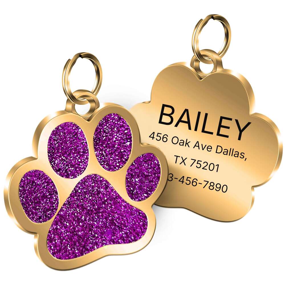 Personalized Engraved Name Tags Cats Dogs ID, Name, Phone Number, Address, Label. Prevent Loss With Custom Paw-shaped Dog Clear, Durable, And Non-fadi