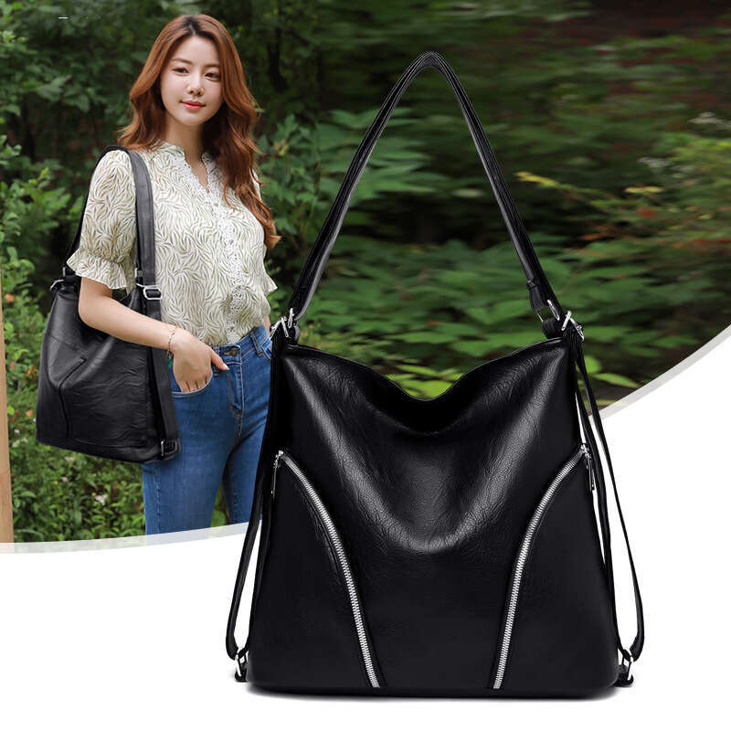 Tote single shoulder diagonal cross bags, large capacity casual travel backpacks, multi-purpose PU backpacks for women