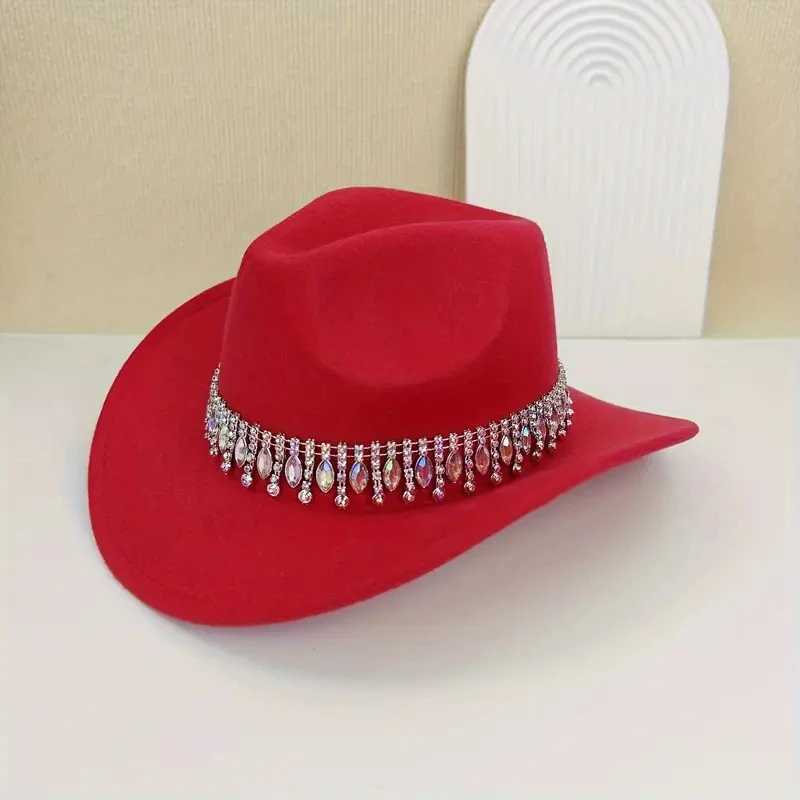 Crystal Cowboy Hat for Disco Cocktail Parties Vacation Women Western Bride Wide Brim Fedora Hat Performance CS W241225