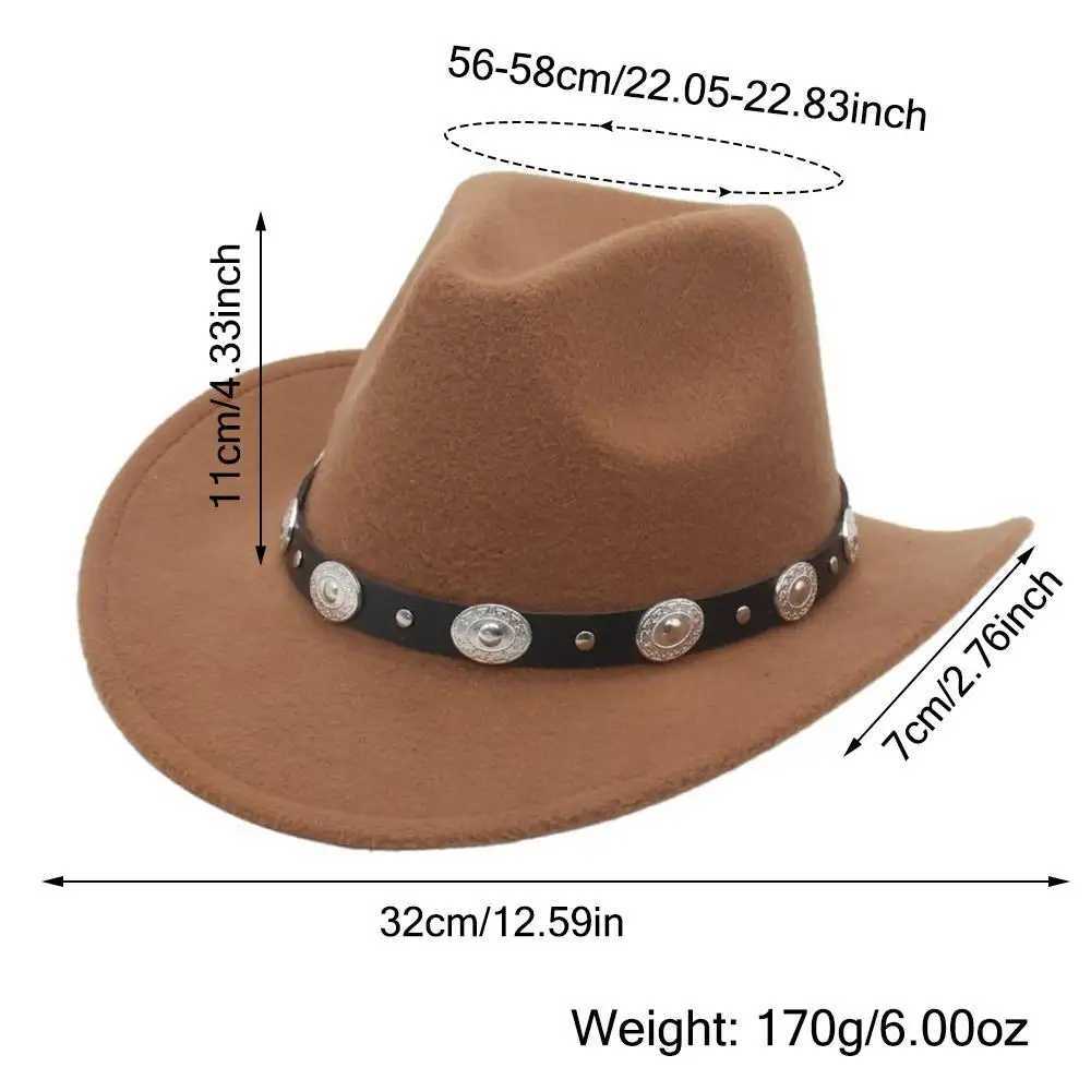 Retro Brim Western Cowboy Hat Wide Brim Ethnic Style Fedora with Artificial Silver Accent Fedoras Hat Suitable for Women and Men W241225