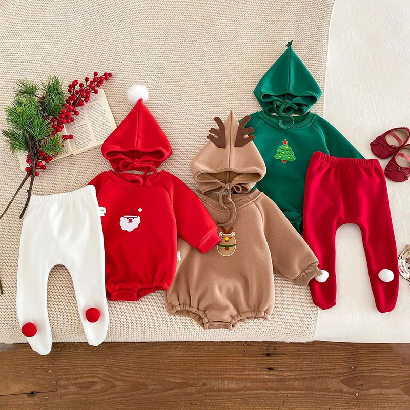 Christmas Children Clothes Set born Baby Boys Girls BodysuitsHat Year Clothing Infant Jumpsuit 241225