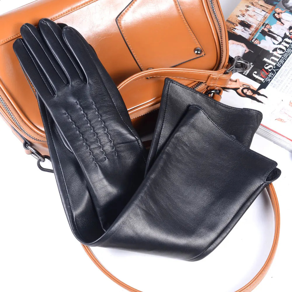 30cm-80cm Womens Ladies Real leather Double sides Leather Unlined Overlength Party Evening gloves long gloves Customizable 241226