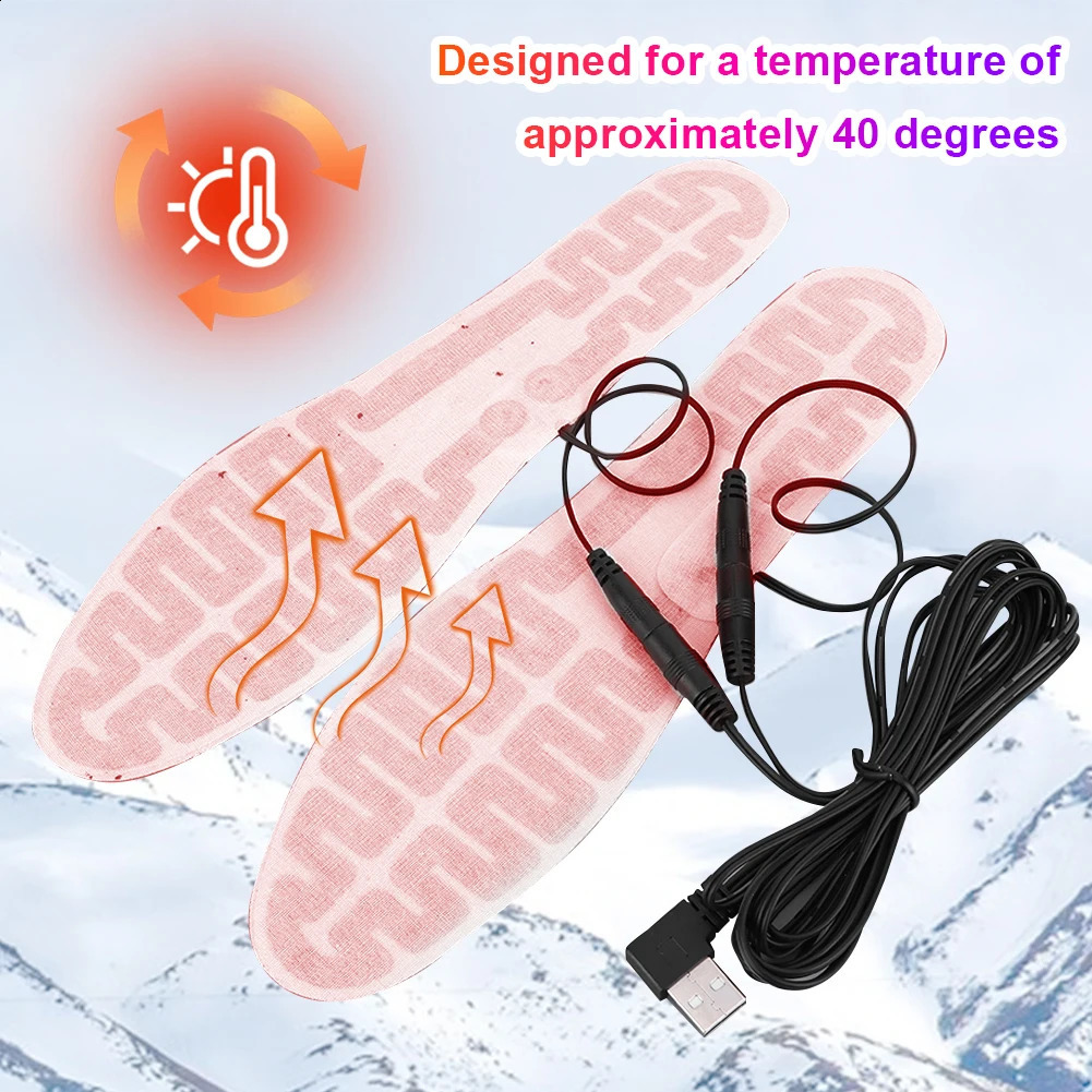 USB Heated Shoe Insoles Electric Foot Warming Pad 10W Winter Warm Insoles Winter Outdoor Sports Heating Insole 241226