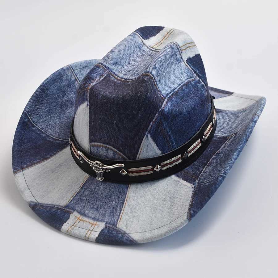Retro Western Mens Cowboy Hat 8CM Wide Brim Gentlemens Jazz Hat Panama Cowboy Hat Sombrero Hombre Cs W241225