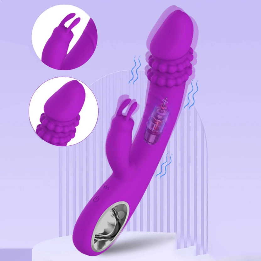 Powerful Rabbit Vibrator for Women G Spot Clitoris Stimulator Vagina Nipple Massage Dildo Masturbation Adults Sex Toy Female 241226