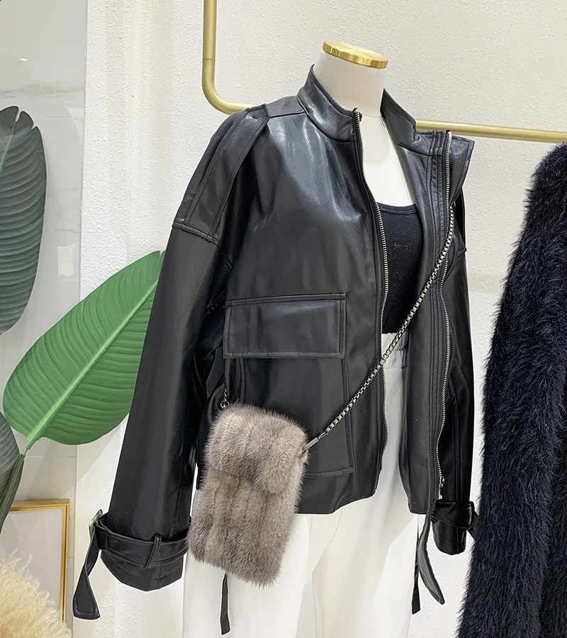 Fashion Mini Mink Hair Coin Purse Crossbody Small Bag Mobile Phone Bag All-Matching Womens Shoulder Mobile Phone Bag241226
