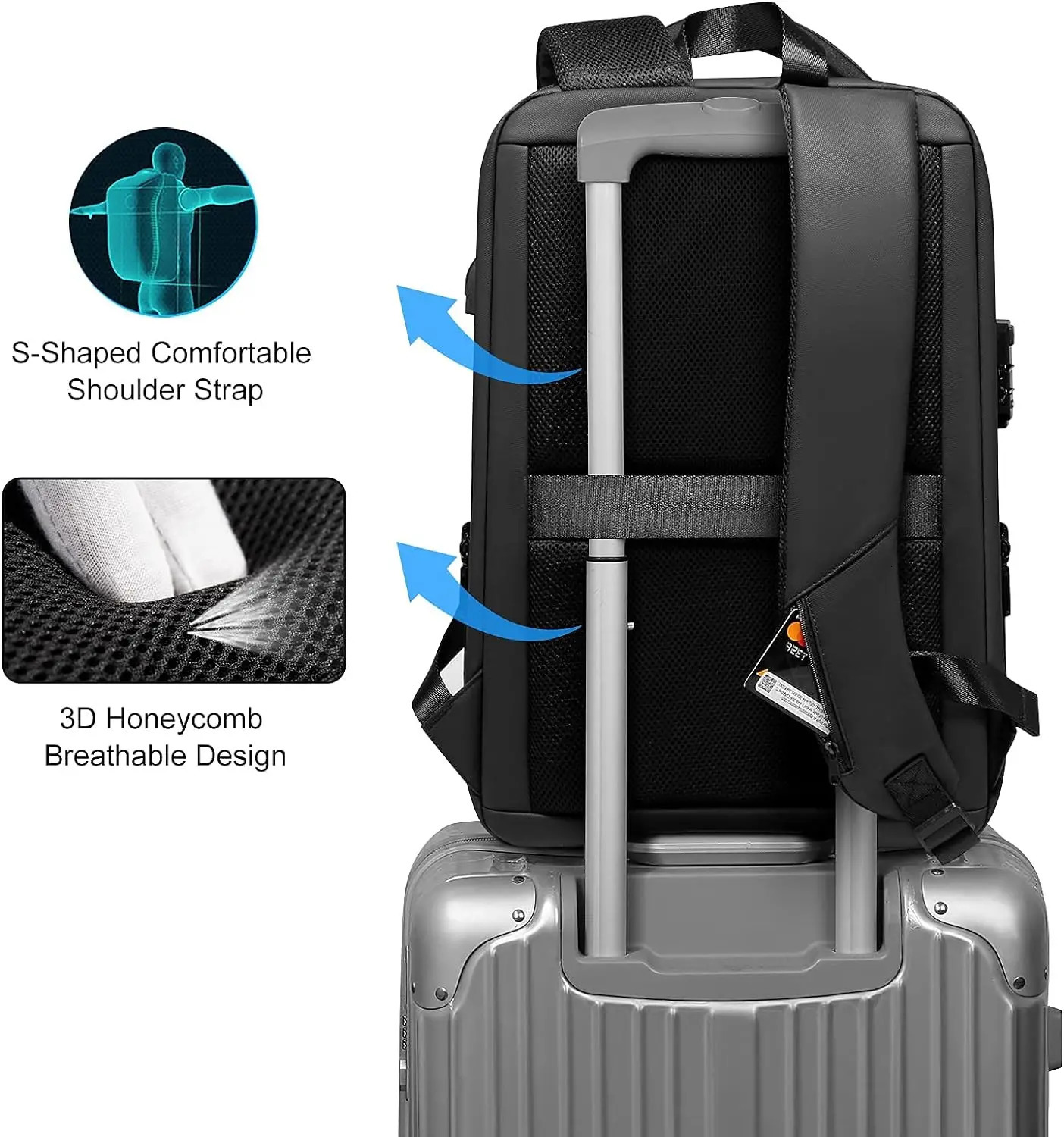 Expandable Travel laptop Backpack men fit 15.6 inch Waterproof Anti-thef Business Bag USB Charging Hard case mochilas de hombre 241225