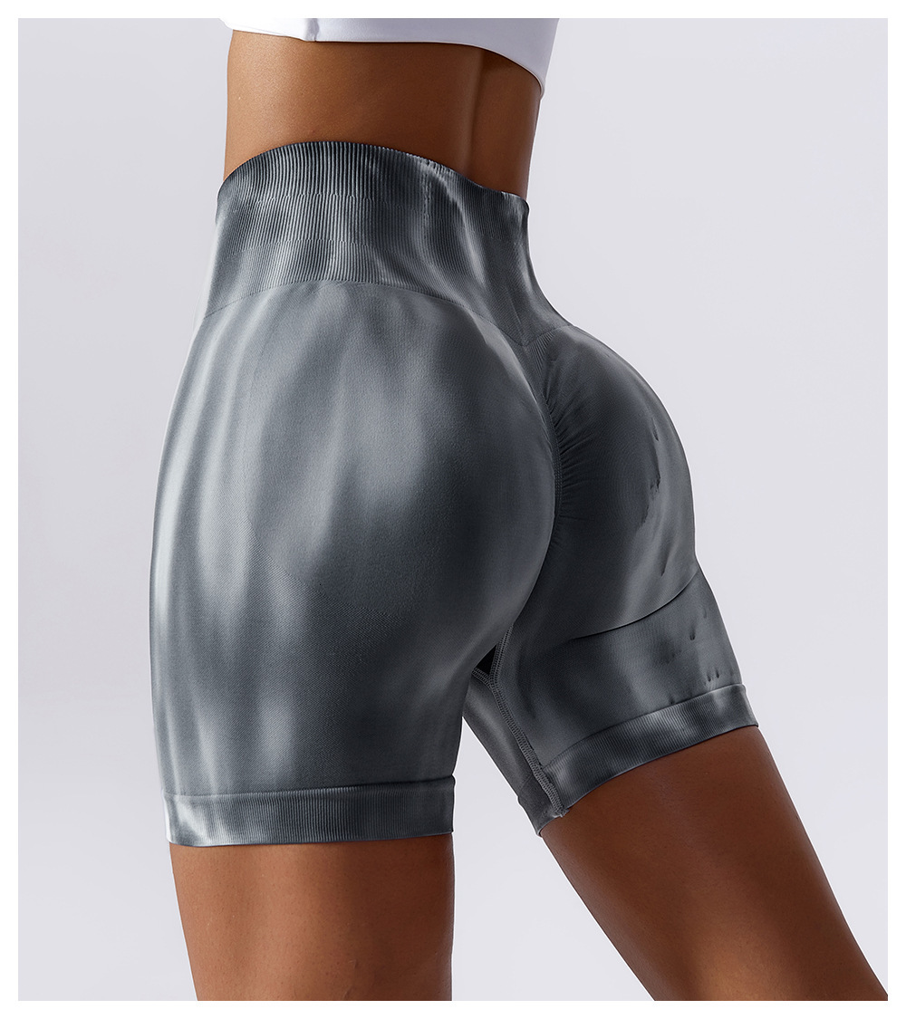 2023 Summer Women Tie-Dye Yoga Seamless High Waist Peach Hip Fiess Cycg Gym Push Up Tight Sports Shorts