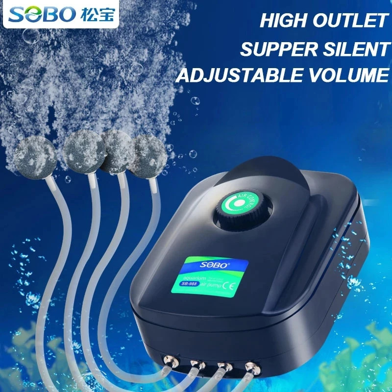 SOBO High Power 8w 12w Fish Tank Oxygen Air Pump Fish Aquarium Air Compressor Adjustable Air Flow Oxygen Pump For Fish 220V-240V 241225