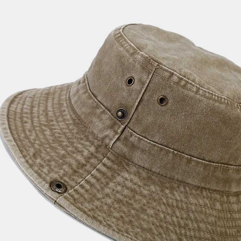 Cotton stone washed sun hat womens wide brown fishing hat summer bucket hat outdoor hunting Boonie C W241225