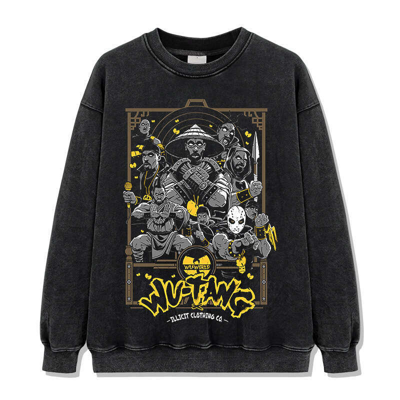 Wu Tannan Wudang style printed short sleeved T-shirt, loose RapHIPHOPTEE round neck hooded sweatshirt