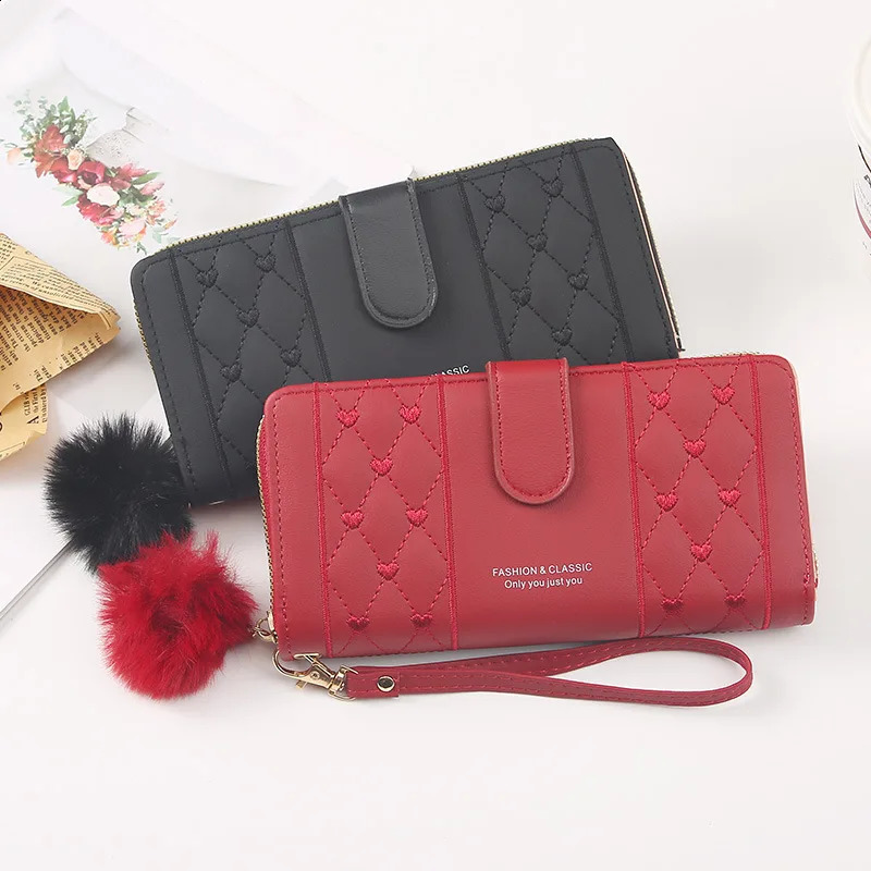 Women Long Wallet Pu Leather Card Holder Large Capacity Hasp Zipper Coin Purse Multi Card Organizer Cell Phone Wristlet Handbag 250228
