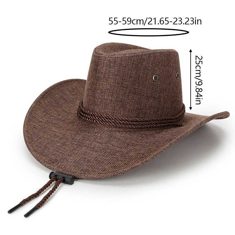 Retro Western Denim Hat Solid Color Potted Hat Summer Wide Brown Sunscreen Denim Sun C Outdoor Travel Camping UV Protection Sunshade Hat W241225