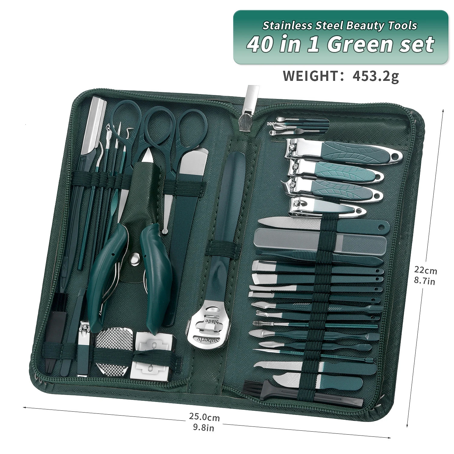 Manicure Set Pedicure Tools Set Nail Grooming Kit for Women Mens 40 in 1Dark Green Nail Manicure Kit Foot Hand Care Kit Nail 241225