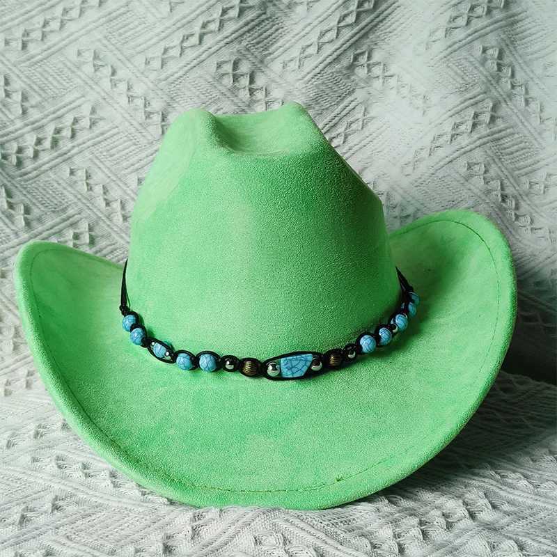 Suede Cowboy Hat Mens Winter Womens Winter New Belt Western Cowboy Hat Solid Retro Hat Wholesale CS Sombrero Vaquero Mujer W241225