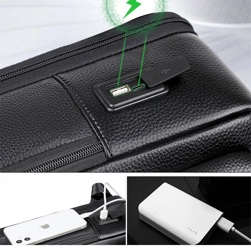 100% Genuine Leather Backpack Men 15.6 Inch Laptop Backpack USB Charge Anti-Theft Waterproof Large Capacity Male Travel Bags 241225