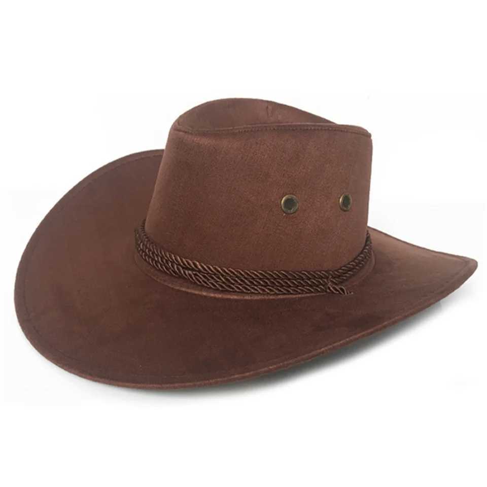 New artificial suede Western cowboy hat retro big edge gentleman cowboy girl jazz hat holiday party role-playing hat W241225