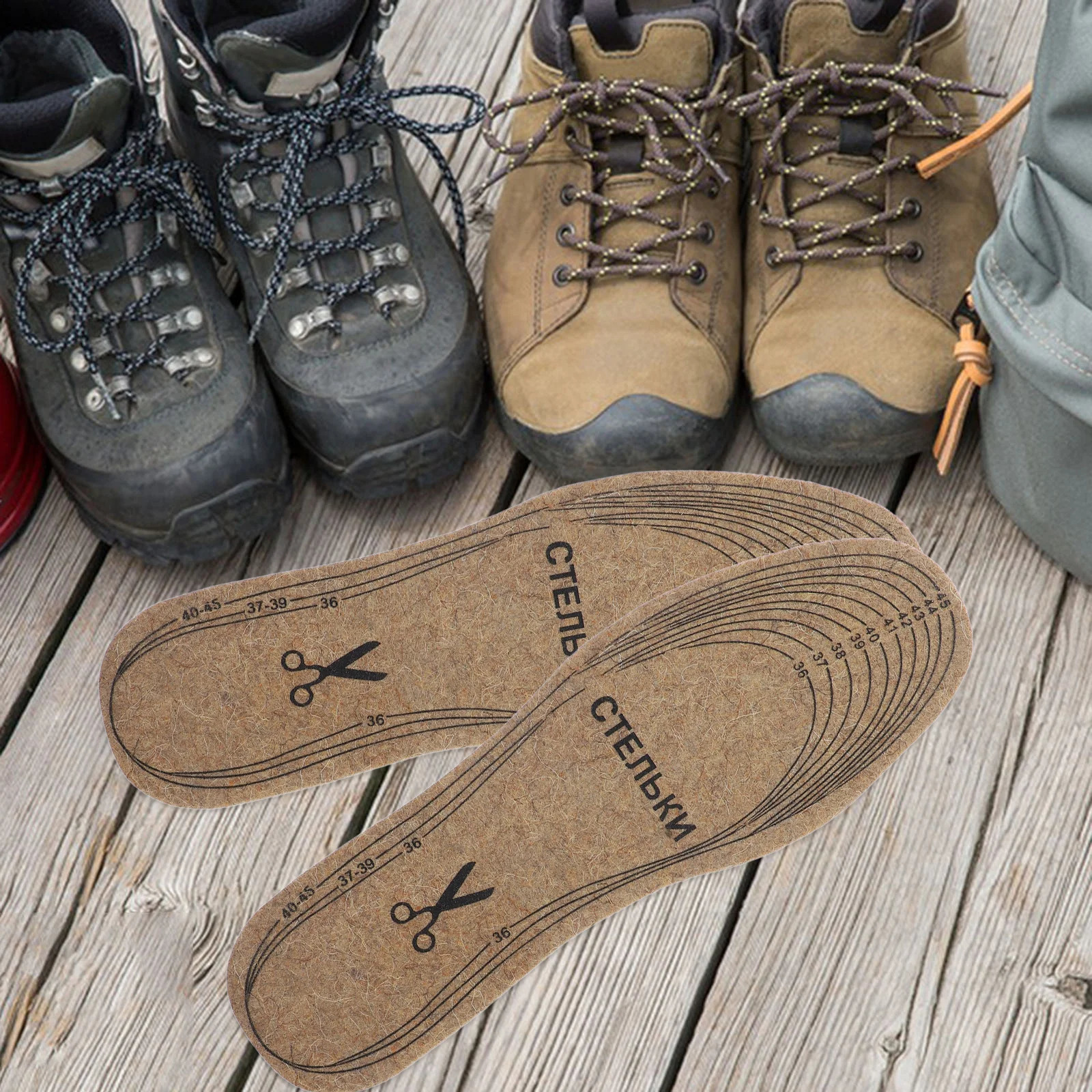 4 Pairs Cuttable Wool Felt Insole Foot Heel Pads for Shoes Cork Layer Insoles Women Cold Weather Autumn And Winter 241226