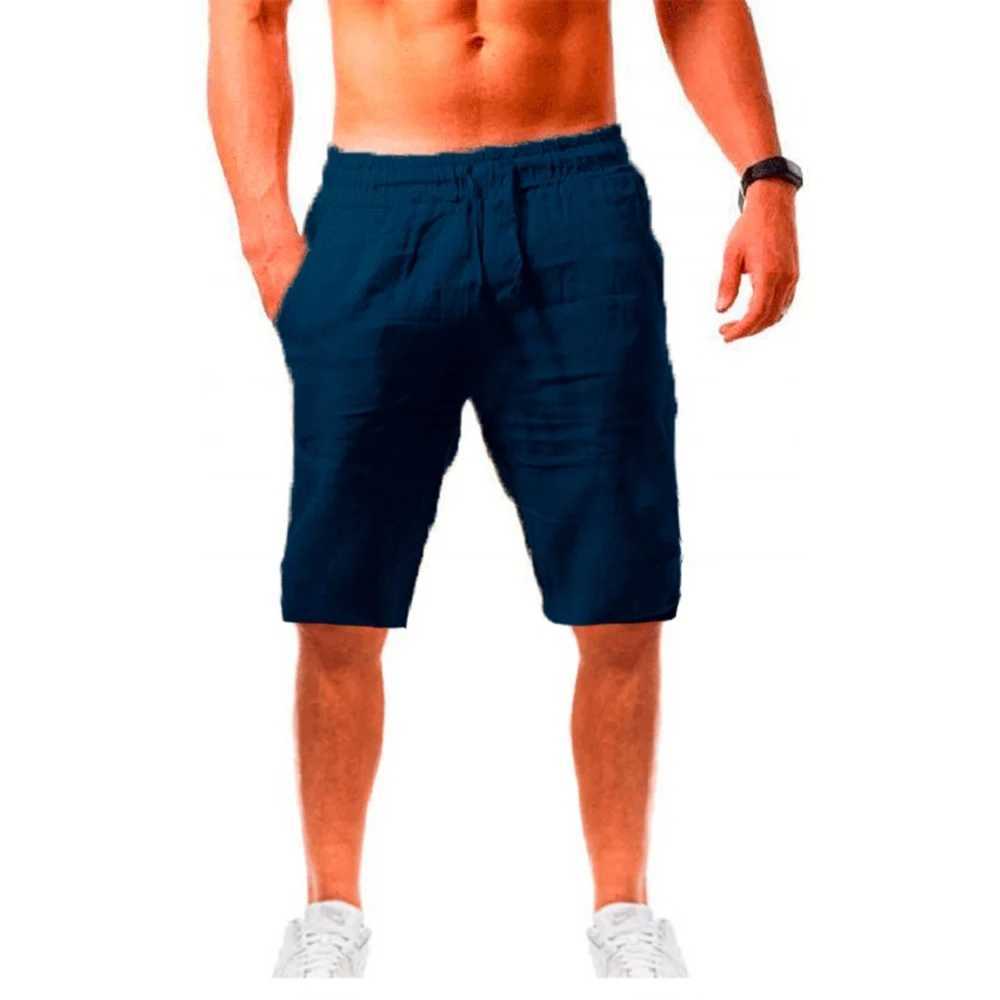 Mens casual earth shorts summer breathable cotton linen shorts flat bottomed fashionable jogging beach shorts mens clothing W241226