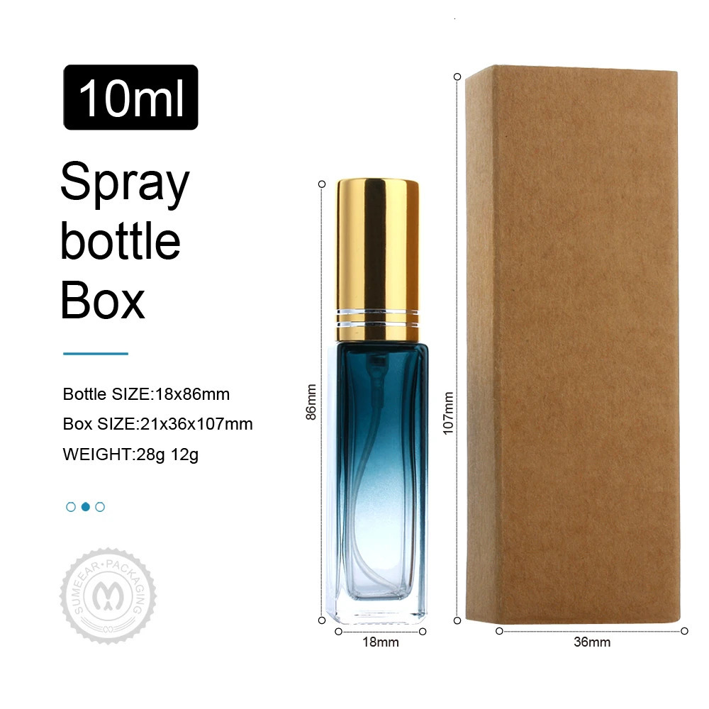 Wholesale 10ml Refillable Thick Square Glass Perfume Bottle With Box Portable Sprayer Pump Bottles Empty Container 241225