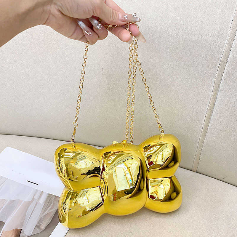 Evening Bags Clutch Heavy Industry Metal Bow Shaped Acrylic Bag Trendy Personalized Niche Hand Held Dinner Crossbody Bag 241226