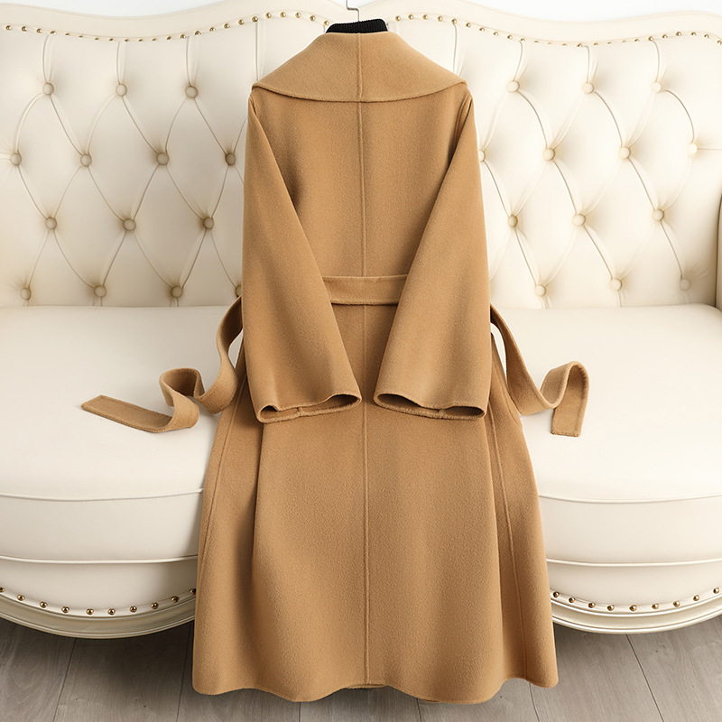 D4042 Double-faced cashmere coat, medium and long, slim and elegant, high-end 2023 autumn and winter new woolen