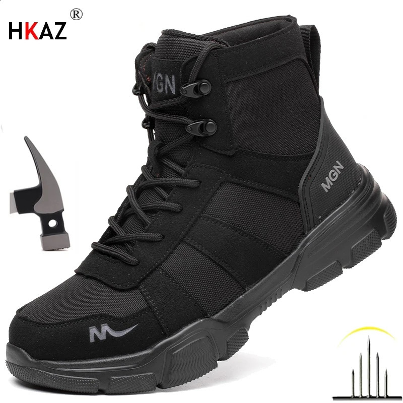 High Top Safety Shoes For Mens Work Safety Boots Anti Impact And Anti Puncture Work Sports Shoes Not Wasily Damaged Work Boots 241226