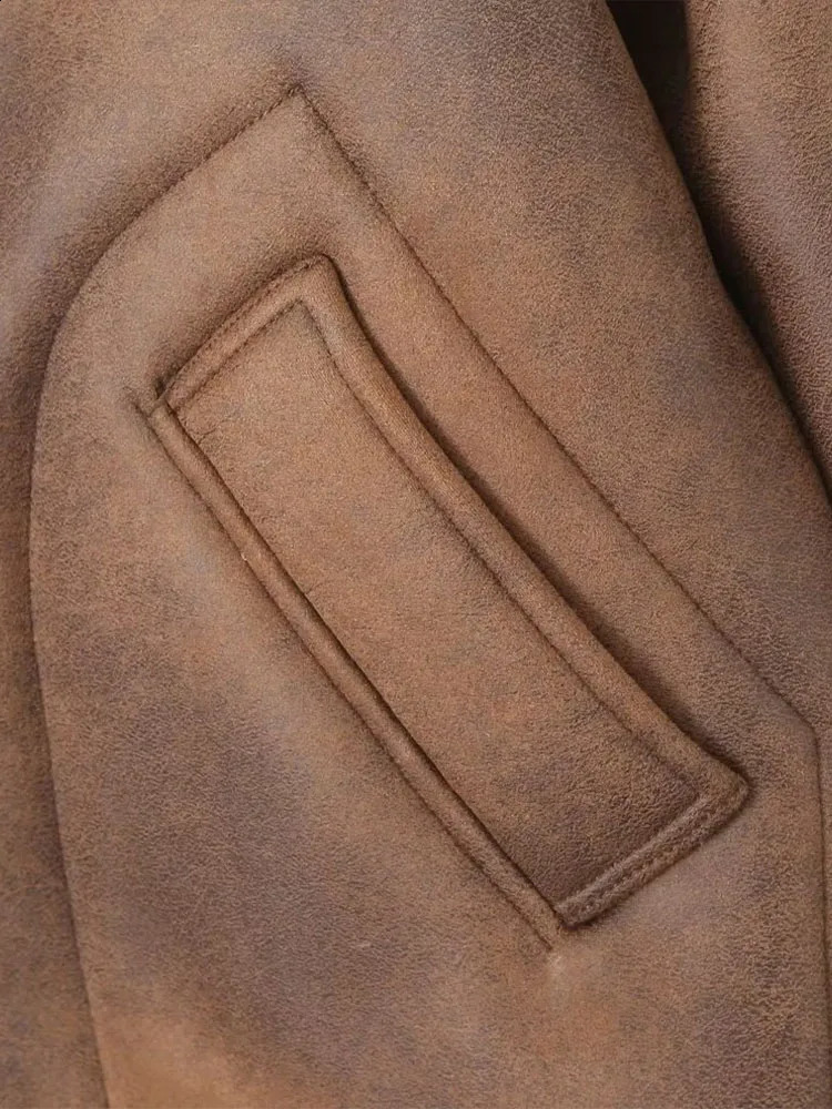 Lambswool coat women winter thickened motorcycle clothing leather jacket loose stand collar fur integrated high-grade jacket top 241217