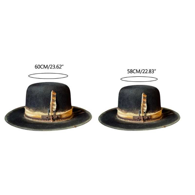 Wool Flat Top Fedora Mens Hat Adult Stage Performance Hat Theme Party C Makeup Dr Up Costume Panama Hat W241225