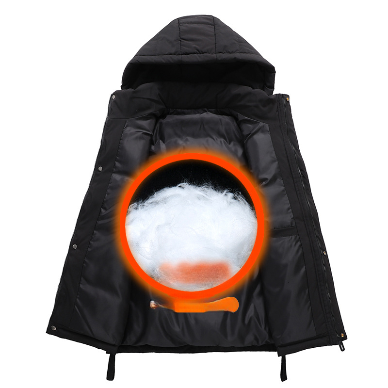 2025 New In Men Sleeveless Jacket Hood Zip-up Thick Warm Padded Vest Classic Golf Work Wear Large Size Big Plus Casual Waistcoat
