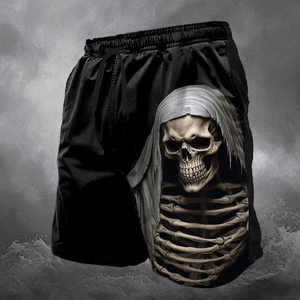 Funny Skull Print Mens Shorts Summer Beach Surfing Swim Shorts For Men Run Trunks Shorts Casual Drawstring With Pockets Pants W241226