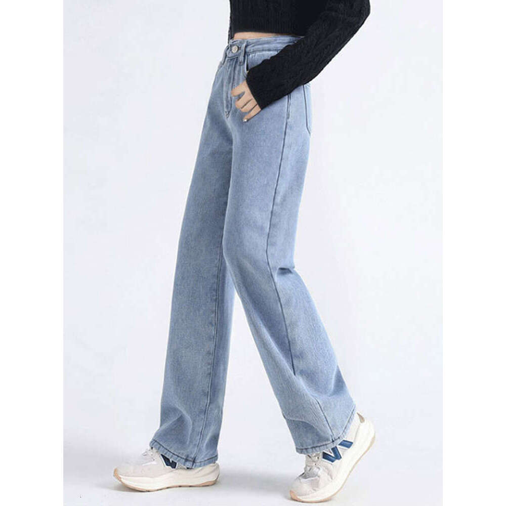Casual Streetwear New Loose Vaqueros Women Thicken High Waist Vintage Veet ed Denim Pants Winter Warm Baggy Wide Leg Jeans