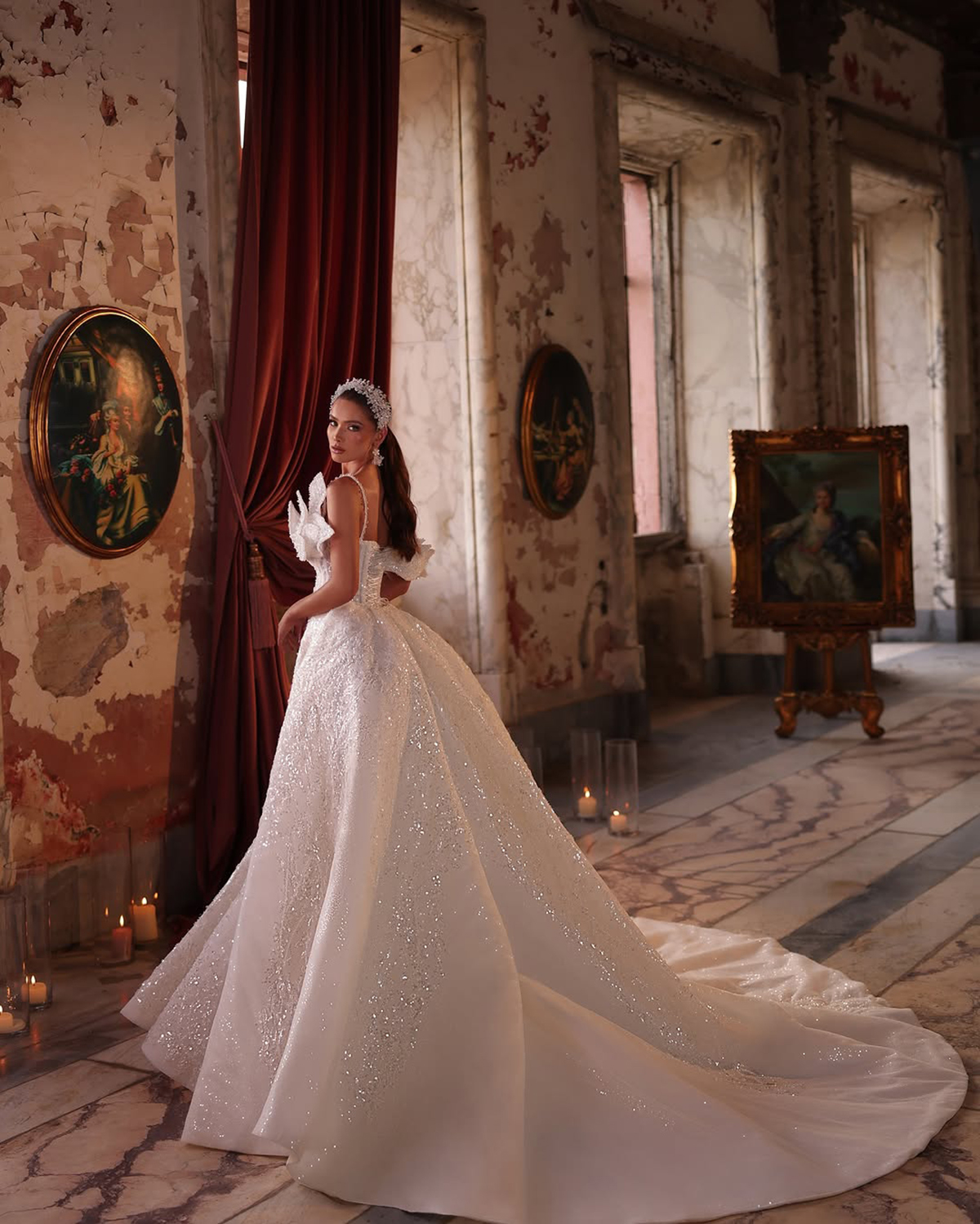 Gorgeous Mermaid Wedding Dresses Off-Shoulder Backless Sleeveless Lace Up Appliques Embroidery Bridal Gowns Detachable Train Custom Made Vestidos De N