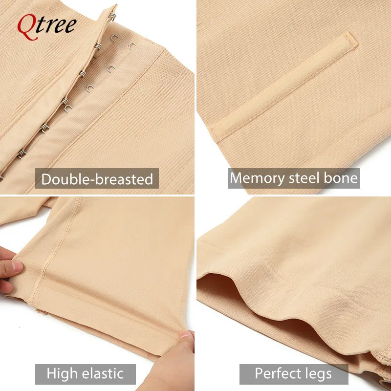 Qtree Women Tummy Control Slimming Panty with Girdle High Waist Trainer Body Shaper Shorts Plus Size Hooks Butt Lifter Shapewear 241225