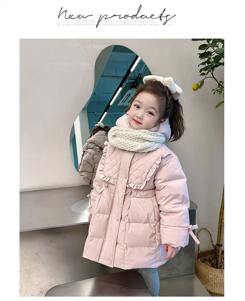 Winter Childrens down Jacket Western Style MidLength CottonPadded Baby Coat Woolen GirlscottonP 241225