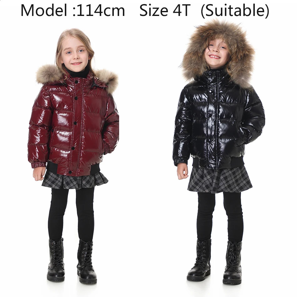 Black Winter Jacket Parka For Boys Coat 90% Down Girls Jackets Childrens Clothing Snow Wear Kids Outerwear Boy Clothes 241225