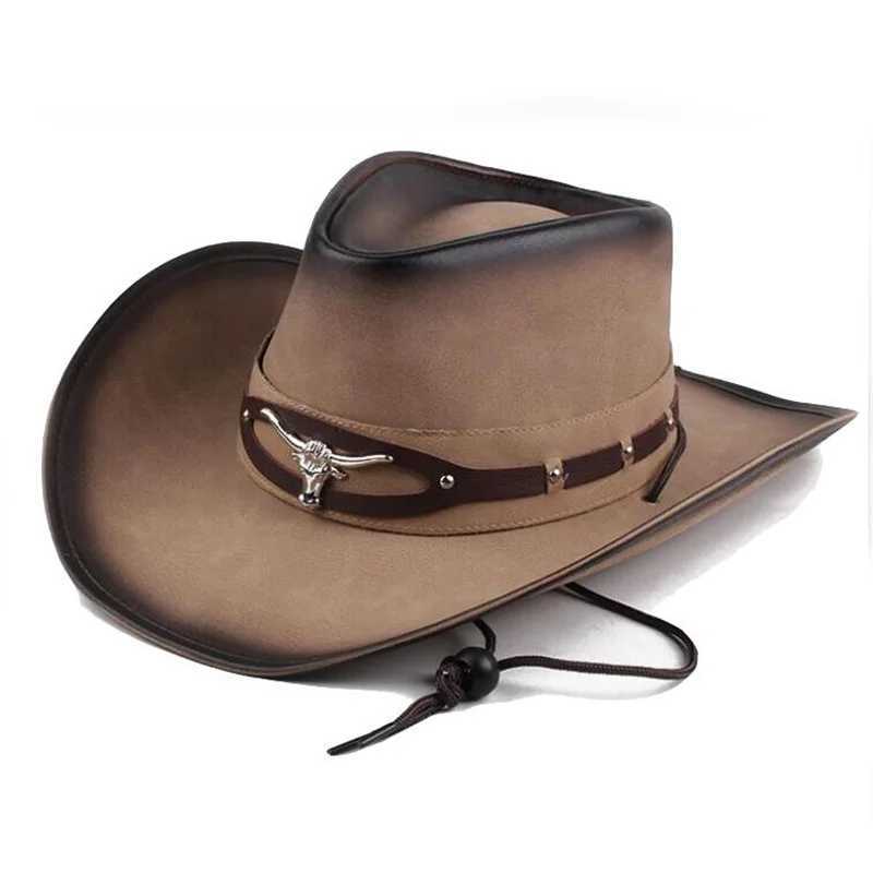 New Cowboy Hat Womens Western Cowboy C for Dad Gentleman La Real Leather Sombrero Hombre Jazz C W241225