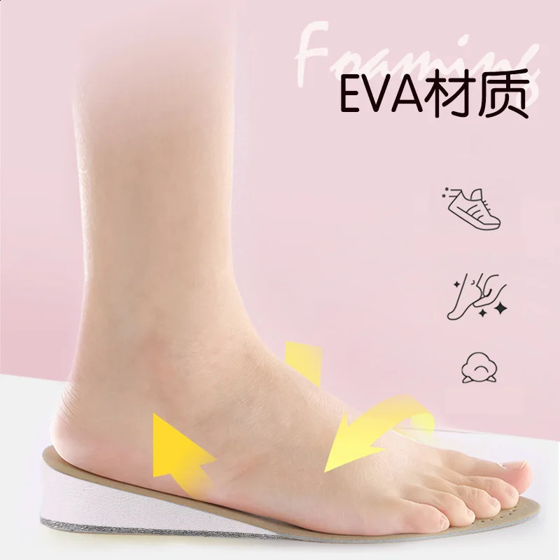 Double Sided Cow Leather Raised Insoles Height Increase 2CM 3CM 4CM For Women Men Feet Breathable Elevator Shoes Heighten Pad 241226