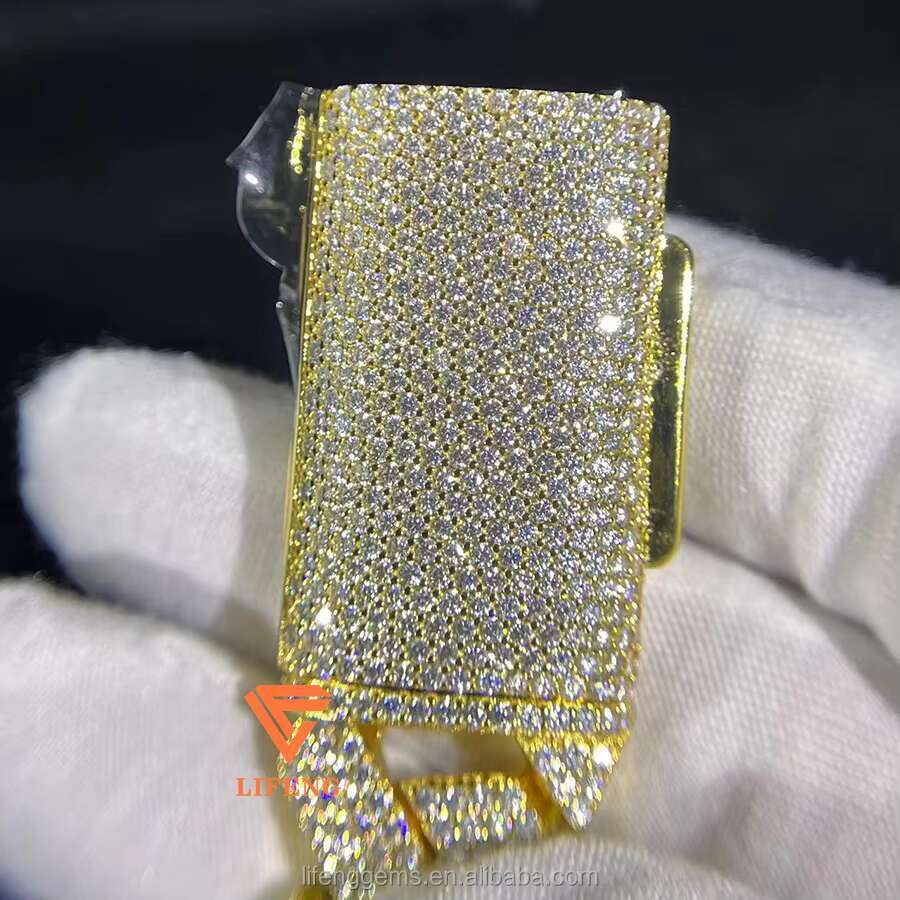 20Mm Gold Iced Out VVS Moissanite Necklace Hip Hop Fashion Jewelry Sterg Sier Cuban K Chain For Men