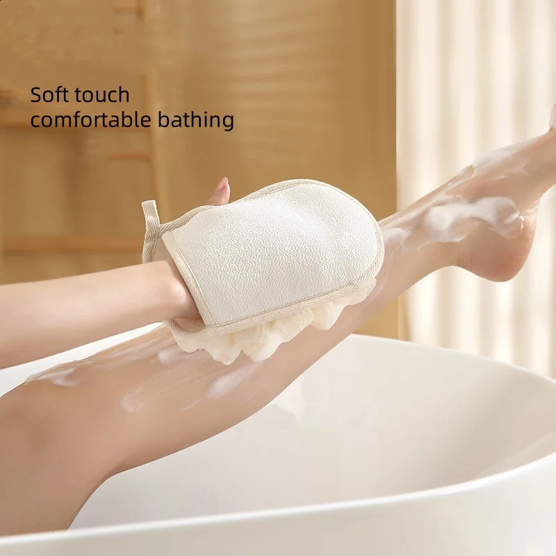 2-in-1 Exfoliating Glove Bath Flower For Bathroom Bath Glove Back Rubbing Bath Ball Bathroom Supplies 241226