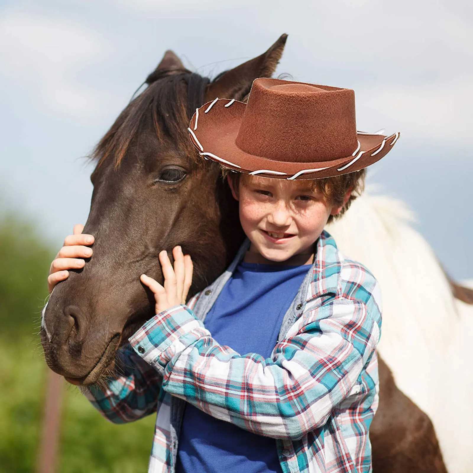 Childrens Outdoor Cowboy Hat Prop Dr up Party Holiday Sun C Girl Boy Cowboy Edge Hat Summer Holiday Decoration W241225