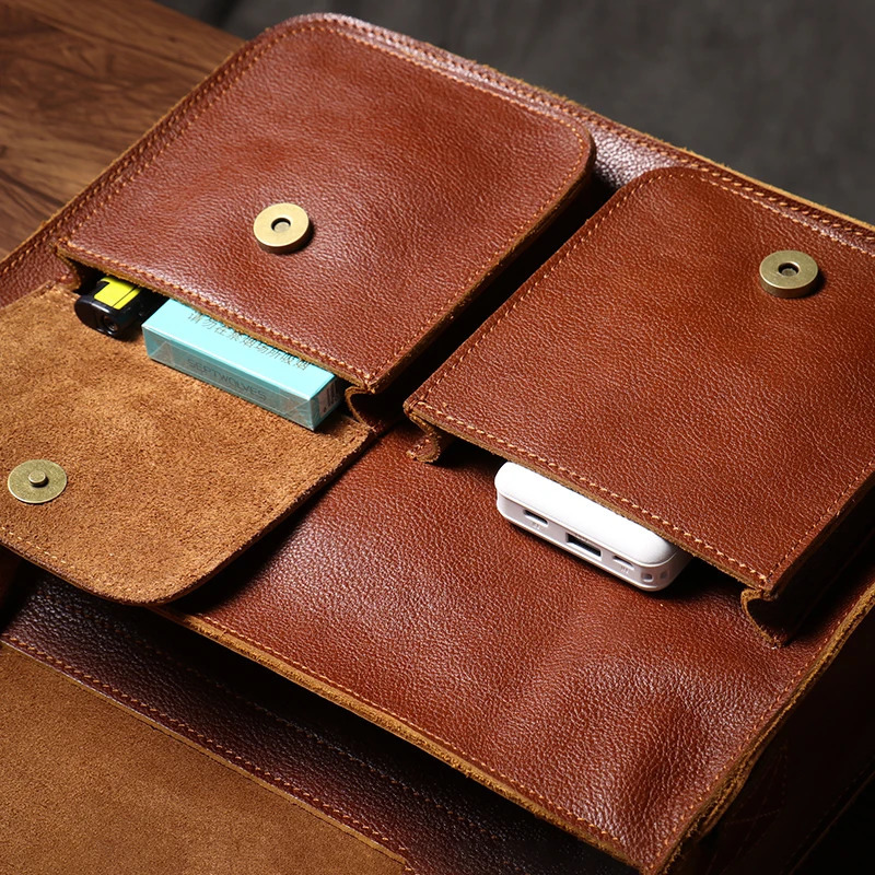 ROOG Mens Real Leather Shoulder Sling Bag High Quality Cowhide Crossbody Vintage Deluxe Weekend Messenger Bags For 12 Inch IPad 241225