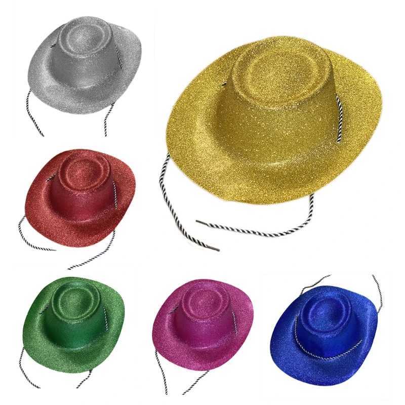 Brides and bridesmaids shiny denim hats holiday wide Brim top hats stage props costumes hats sparkling heads Accries 13MC W241225
