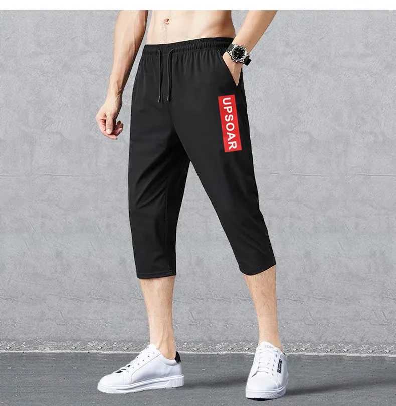 2024 Summer Mens Shorts Breathable Stretched Nylon Ice Silk 3/4 Short Capris Pants Sports Breeches Plus Size Casual Shorts MaleXJ241226