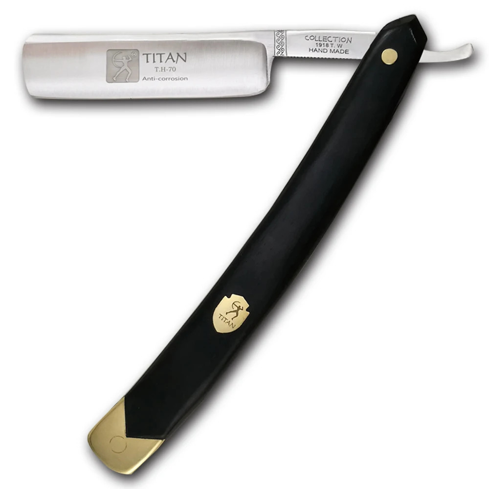 Titan straight razor wooden handle hand made stainless steel blade sharping shaving 241225