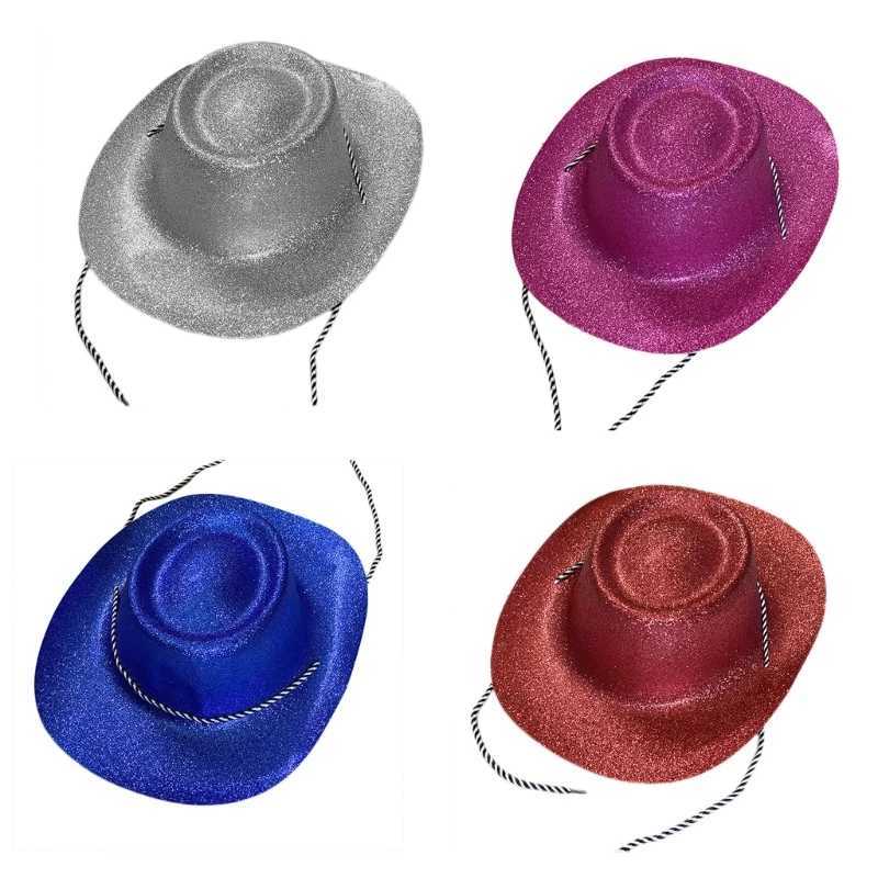 Brides and bridesmaids shiny denim hats holiday wide Brim top hats stage props costumes hats sparkling heads Accries 13MC W241225