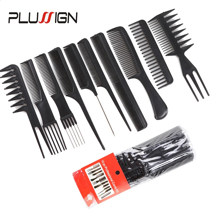 10Pcs Hair Comb Hairdresser Brush Black Plastic Hair Brushes Hair Styling Tail Comb Mini Protalbe Salon Hair Dressing Tools 241225